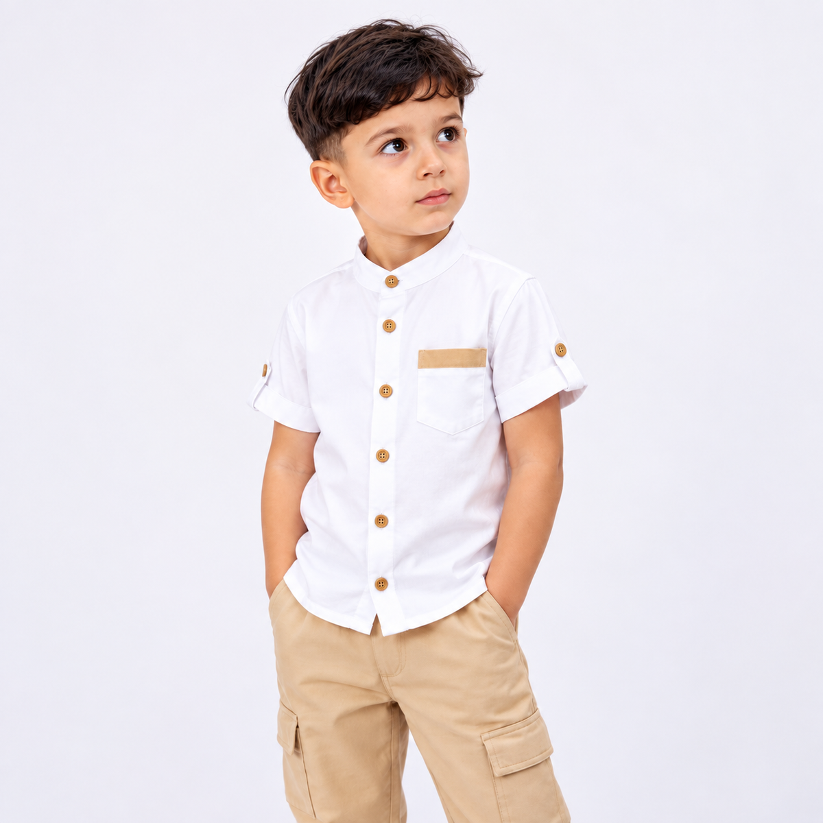 Ensemble Élégance Garçon – Chemise & Pantalon Cargo