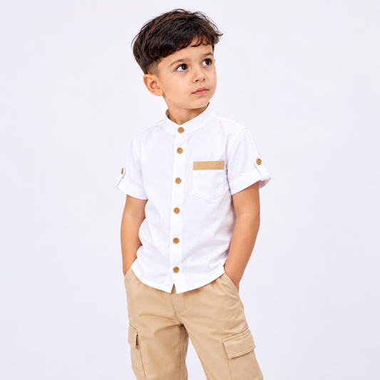 Ensemble Élégance Garçon – Chemise & Pantalon Cargo
